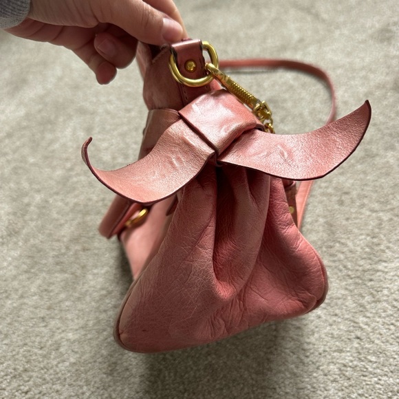 Miu Miu Vitello Bow Pink Leather Vintage y2k Shoulder Crossbody Handbag - Picture 5 of 11